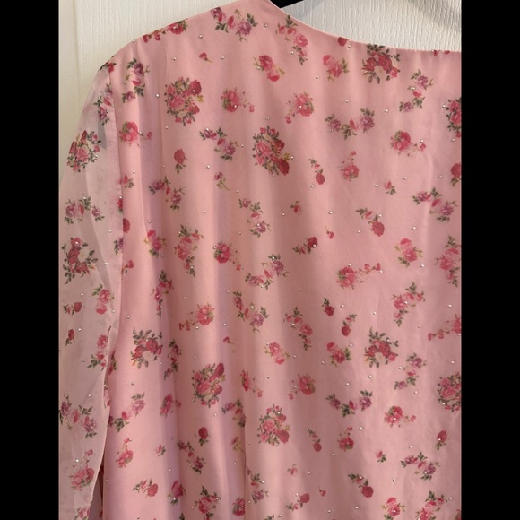 JessaKae Rosamund Pink Floral Maxi Dress w/sparkle - Picture 4 of 5